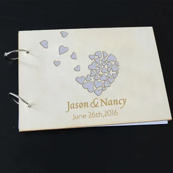 Personalizate carte de Oaspeti Album de Nunta Cadouri pentru Oaspeții din Lemn Rustic Oaspete de Nunta Carte Plină de Inimi de Carte de Oaspeți Lemn Madeira
