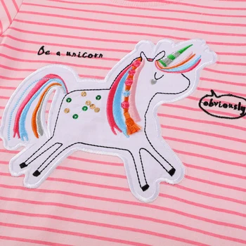 Puțin maven Fete Haine Animal Unicorn Copil pentru Sugari Fete tricouri cu Dungi Roz Fată Dragoste Haine pentru Copii T Shirt