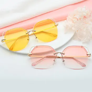 Supradimensionat Integrat Lentile Ochelari ochelari de Soare Femei fără ramă Bomboane de Culoare Ochelari Moda Barbati Cer Violet Nuante de Lentile UV400 FML