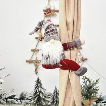 1 buc Nou Design Rosu/gri Cortina Butonul de Noutate Desene animate Papusa Cortina Catarama de Crăciun Decorare Ferestre Pentru Familie Hol de Hotel
