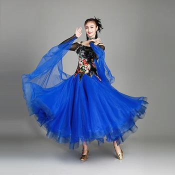 2019 Noua Sala de Dans latino Costum Sexy de Imprimare/Fire Rochie cu Mâneci Lungi de Flamenco, Dansuri Moderne Rochii Pentru Femei DWY2190