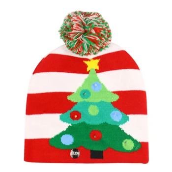 Pălărie De Crăciun Pulover Tricotate Beanie Lumina De Crăciun Pălărie Tricotate Cadou De Crăciun Pentru Copii De Craciun Decoratiuni De Anul Nou