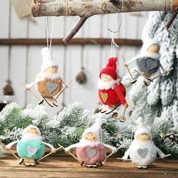 1buc Crăciun Înger Fată de Schi Păpuși de Pluș Pomul de Craciun Ornament Pandantiv Petrecere de Craciun pentru Casa