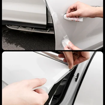 Fibra de Carbon Auto Autocolant Protector Benzi Auto de caroserie Usa Anti Scratch Coliziune Scuff DIY Lipi Folie de Protectie
