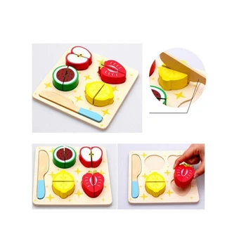 Copilul Tăiat Fructe Jigsaw Puzzle din Lemn pentru Copii Legume Ceapa Mere Banane Ou Combinație de Jucărie Jucării Educative