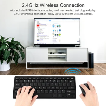 2.4 GHz Wireless Keyboard Mouse Combo Ultra Subțire Receptor USB Adaptor Capac de Protecție pentru Desktop Notebook Laptop Android TV Box