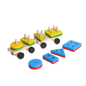 Copii De Dezvoltare Pentru Copii Jucarii Din Lemn Tren Camion Geometrice Blocuri De Jucărie De Învățământ