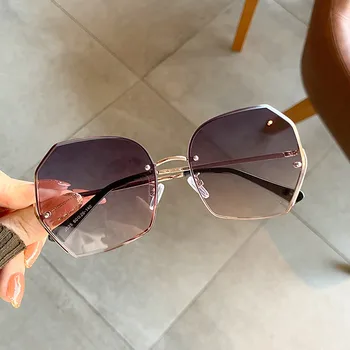 Nouă Jumătate-cadru de Epocă de Lux ochelari de Soare Personalitate Creatoare Taie Marginea Cadru Mare, de Înaltă calitate, Glamour Lady Umbra UV400