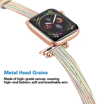 Pânză colorată Margele Bratara Fashion pentru Apple Watch Band 6 Serii SE/5/4/3/2 Slim Proaspete Curea pentru iWatch 40/44MM 38/42MM Curea