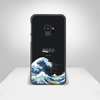 Valuri de arta estetica mare Telefon Caz Acoperire Pentru Samsung Galaxy A10 A20 A30 E A40 A50 A51 A70 A71 J 5 6 7 8 S negru bumper silicon