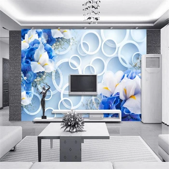 Beibehang Vis Albastru Cerc de Flori Personalizate foto tapet 3D art restaurantul retro canapea fundalul 3d hârtie de perete pictura murala