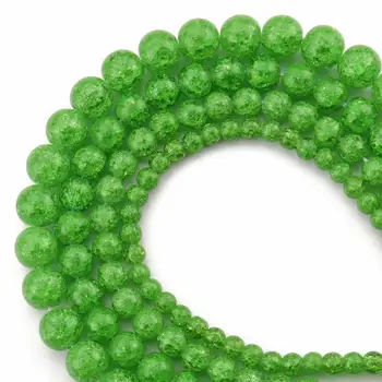 Verde Crăpat Piatra de Cristal Șirag de mărgele Distantier Rotund Margele Vrac Pentru DIY Brățară Pandantiv Bijuterii de Luare 6 8 10 12 mm 15Inches en-Gros