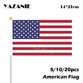 YAZANIE 14*21cm 5/10/20buc American Mână flutură Steaguri SUA/statele UNITE ale americii Steaguri Naționale a Statelor Unite ale Americii de Pavilion de Aprovizionare Picătură de Transport maritim