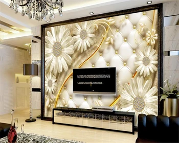 Beibehang Tapet Personalizat Camera de zi Dormitor Murală Transparent Floare Bijuterii de Lux Sac Moale TV Canapea Fundal tapet 3d