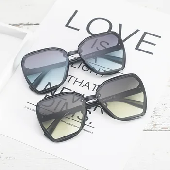Moda Poligon mari ochelari de Soare Barbati Femeie Gradient lens Cadru Negru ochelari de Soare Brand de Design Material Plastic Ochelari
