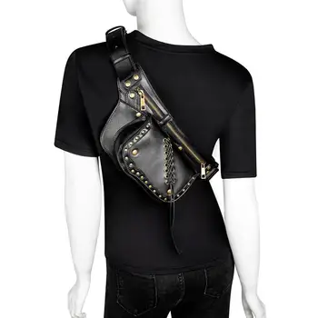 Punk Rock Geanta Barbati Steampunk Talie borsete geanta pentru femei Moto Motociclist Umăr, Geanta Crossbody Piept Pungi pentru Omul de telefon sac