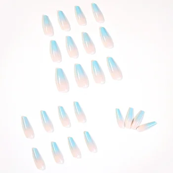 24buc Mult sicriul sfaturi de unghii de Balet Degradeuri de albastru Manichiura patch-uri unghii false acril unghii produse pentru fete