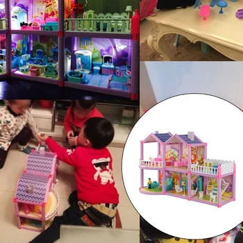Copii DIY Familie Casa Papusa Accesorii de Jucarie Cu Mobilier in Miniatura Garaj Asambla Casă de Păpuși Jucarii Pentru Fete Ziua de nastere Cadou