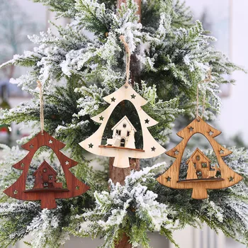 DIY din Lemn de Arbore de Pandantiv Creative Gol Pom de Crăciun Agățat Ornamente de crăciun copac Pandantiv adornos de navidad 2019 Cadou