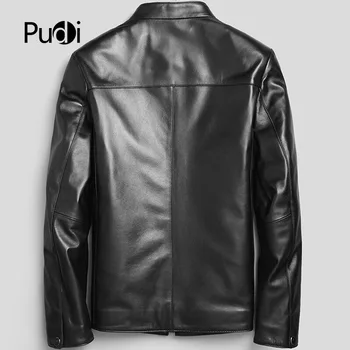 PUDI MT817 2018 Bărbați noua moda jachete de piele de oaie solid cu guler de turn-down toamna iarna casual uza