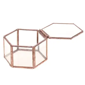 Geometrice Terariu De Sticlă Cutie De Bijuterii Cutie De Sticlă Suculente Ghiveci Deco Formă Hexagonală
