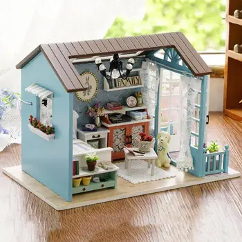 12 stil 3D din Lemn Miniaturas Mobilier casă de Păpuși Kit de Jucarii pentru Copii, Cadouri DIY Mobilier Casa Papusa Diy in Miniatura