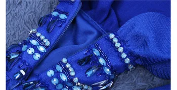 JaneVini Vestidos Albastru Regal Maneca Lunga Nasa De Seara Formale Rochie V-Gât Sirena Cu Margele Mama De Mireasa Rochii 2018