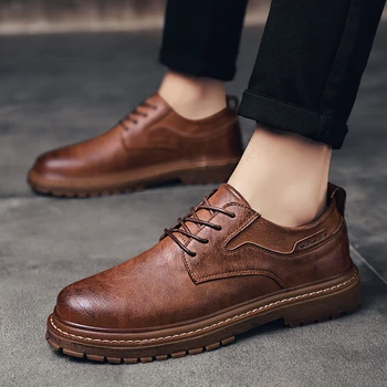 2019 stil de moda pantofi barbati casual piele maro clasic kaki negru dantela sus pantofi bărbat frumos, confortabil platforma pantofi pentru bărbați