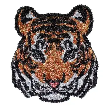 1bucată Moda Sequin Cool Mari Tigrului Galben Patch Aplicatiile Insigna Haine de Patch-uri, de Fier pe Patch-uri pentru Haine