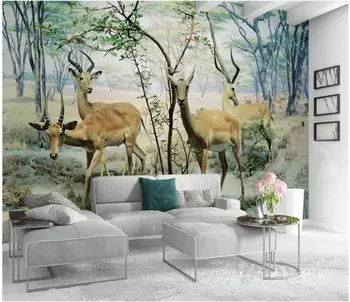 Personalizat murale 3d tapet fotografie Europene moderne de mână-pictat pădure elan peisaj living tapet pentru pereți 3 d în rulouri