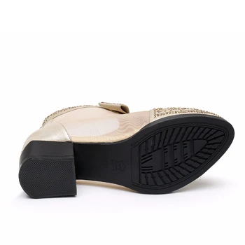 HOVINGE Femei sandale din Piele Glezna sandalas Dantelă Cizme de Vara încăltăminte într-Pătrat Toc Înalt Pantofi Femei