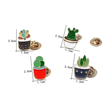 Cactus de Desene animate Drăguț Broșe Verde Roșu Cupa Ace de Rever Brosa Email de Plante Blugi Denim Cămașă Pin Badge Bijuterii 4buc/set