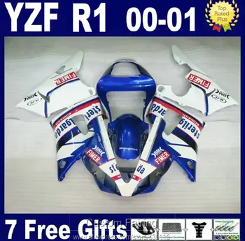 Gratuit 7 cadouri moded carenaj kit pentru Yamaha R1 00 01 alb albastru caroserie carenajele set YZF R1 2000 2001TS48