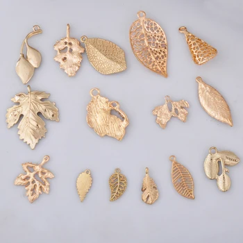 Se amestecă Aur filigran frunze de copac farmece pandantive de mireasa bijuterii Mireasa accesorii de par aliaj de artizanat DIY fabrica de en-gros
