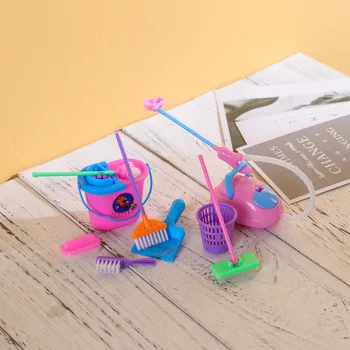 9Pcs Pretinde a Juca Jucărie Mini Simulare de Curățare Acasă Setul de Unelte,Aspirator, Mop, Mătură Instrumente Jucarii papusa pentru Copii Cadouri