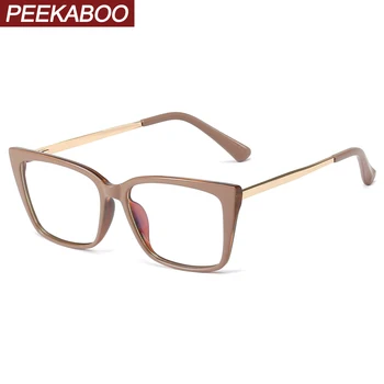 Peekaboo TR90 anti blue light ochelari pentru femei, cadru pătrat jumătate metal optice rama de ochelari pentru femei obiectiv clar transparent