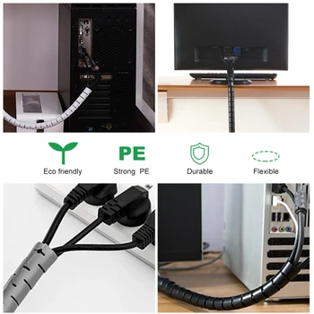 2 Metru De Sârmă Organizator Cablu Protector Spiralat Tub Flexibil De Gestionare A Cablului Wire Wrap Ordonat Cablu Bobină De Sârmă De Stocare Țeavă