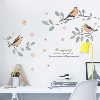 Creative Copac, Floare, Pasăre Autocolante de Perete Amovibil Art Decal Murală Auto-Adezivă de hârtie de Perete pentru Casa Camera Tapet Decorativ