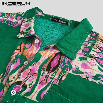 Moda Hawaiian Vocație Camisas Rever Maneca Scurta Bluza Vrac din Bumbac Confortabil Blusas Mens Vara Tricouri Imprimate INCERUN