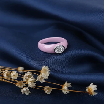 Romantic Ceramică Roz, Cristal Inele Netede Sănătos Materiale Pentru Femei Fata De Nunta, Petrecere De Logodna Bijuterii Cele Mai Bune Cadouri De Anul Nou