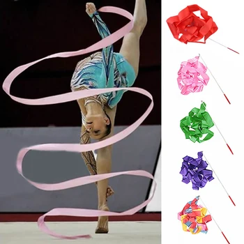 4M Dans plin de culoare Panglică Gimnastică Ritmică Arta de Gimnastică Streamer Răsucind Rod Stick