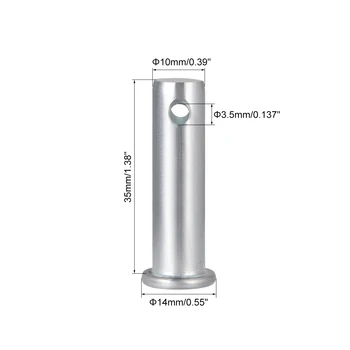 Uxcell Singură Gaură Clevis Pin,10mm x 35mm cu Cap Plat Zinc-Placare cu Oțel 10 Buc