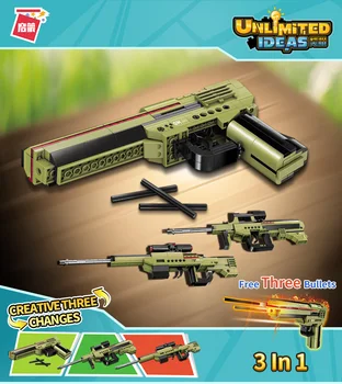 Noul Transformat Arma Blocuri de Gloanțe Pușcă Model Cărămizi de Construcție 202PCS Pistol Militare Copii Jucarii pentru copii 3 in 1