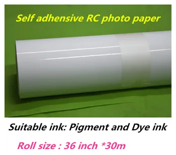 36in*rezistent la apa 30m RC suprafață lucioasă hârtie foto rola autocolant cu adeziv de calitate