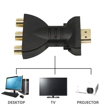Portabil H D M I la 3 RCA Audio Video, Adaptor AV Component Converter pentru HDTV, DVD Proiector Converter
