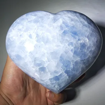 1buc natural frumos albastru calcit inima de vindecare inima de cristal albastru de calcit pentru decor