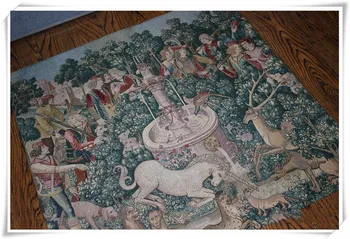 100 x 100cm moda decor acasă Bumbac țesute tesatura moale unicorn vânătoare Aubusson textile tapiserie draperii de perete