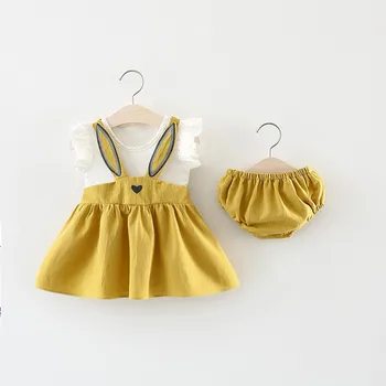 De Vară 2020 Stil Nou-Născutului Baby Girl Rochii Seturi Copil Urechi De Iepure Costum Copii Fete Haine Cu Maneci Scurte Copilul Haine De Fata