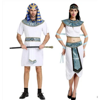 Copii adulți Egipt faraon cosplay costum alb Egiptean Cleopatra Regina partid prinț prințesă Împărăteasa rochie costum