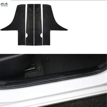 4buc/lot masina de styling autocolant fibra de carbon de cereale din piele PU pragului de ușă capac decorativ pentru 2010-2017 Hyundai Solaris Verna